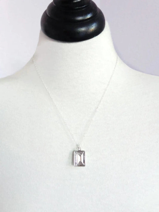 Clear emerald cut crystal necklace LoveYourBling