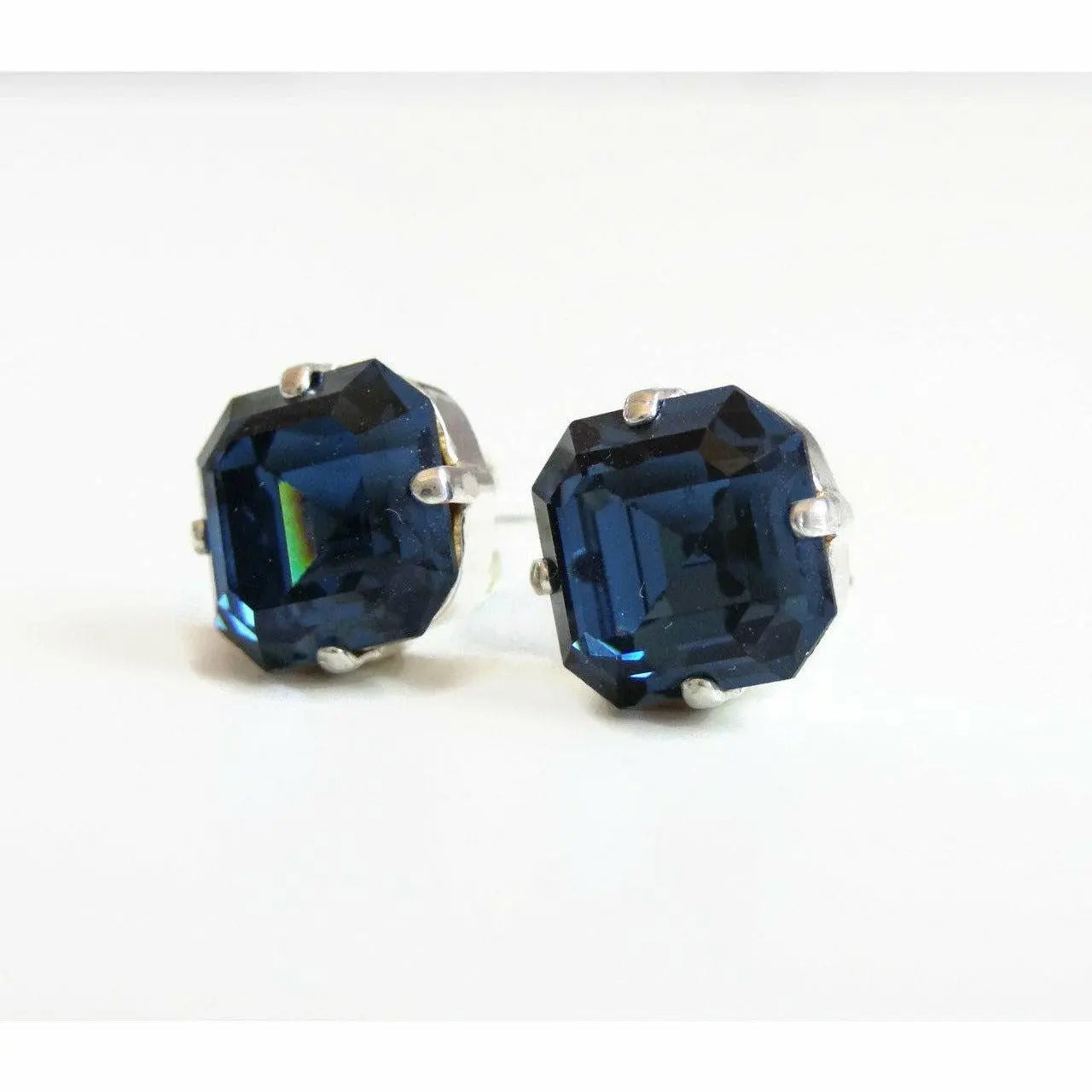 Navy Blue Crystal Post Earrings earrings LoveYourBling