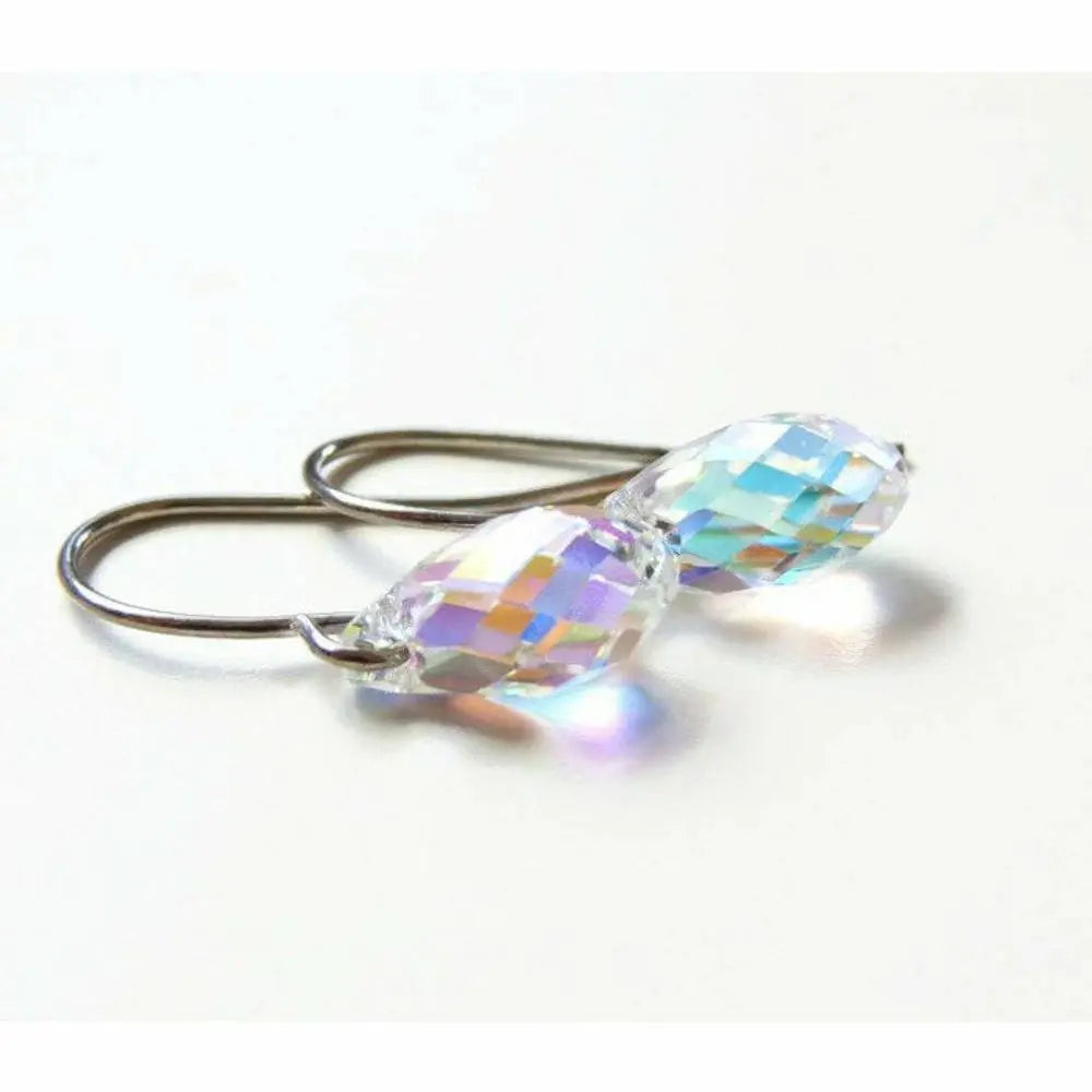 Clear AB Crystal Teardrop Earrings LoveYourBling