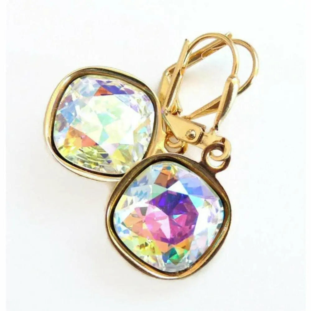 Rainbow square crystal earrings LoveYourBling