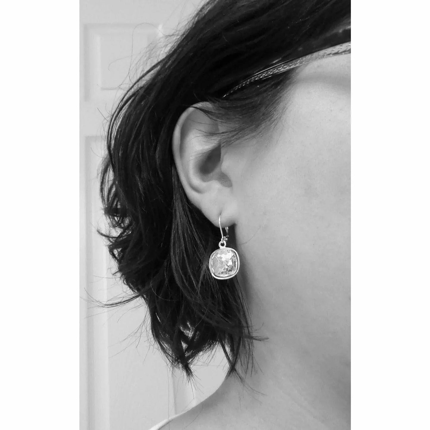 Rainbow square crystal earrings LoveYourBling