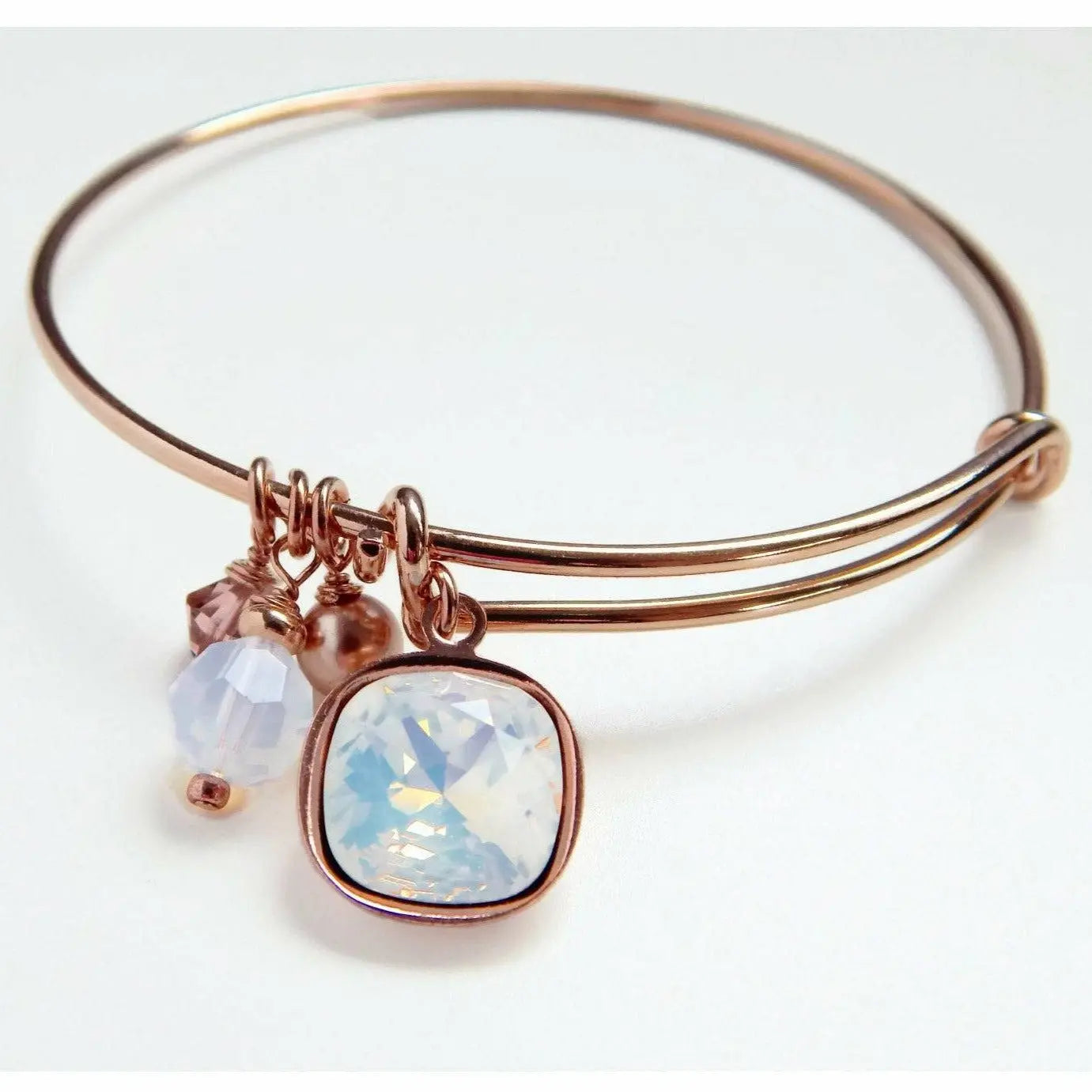 Rose gold bangle crystal charm bracelet LoveYourBling