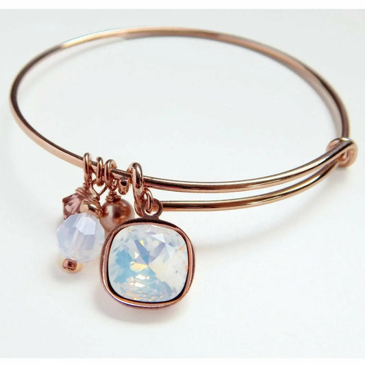 Rose gold bangle crystal charm bracelet LoveYourBling
