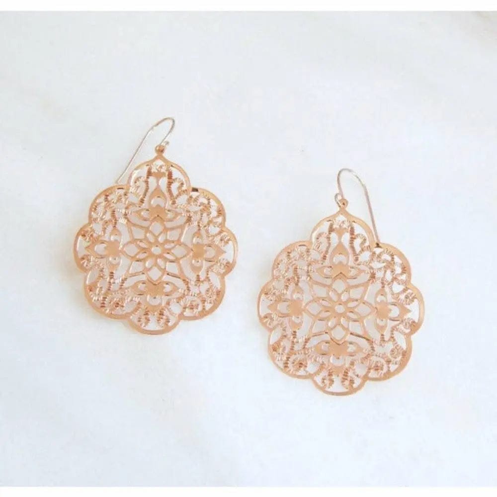 Rose gold filigree earrings LoveYourBling