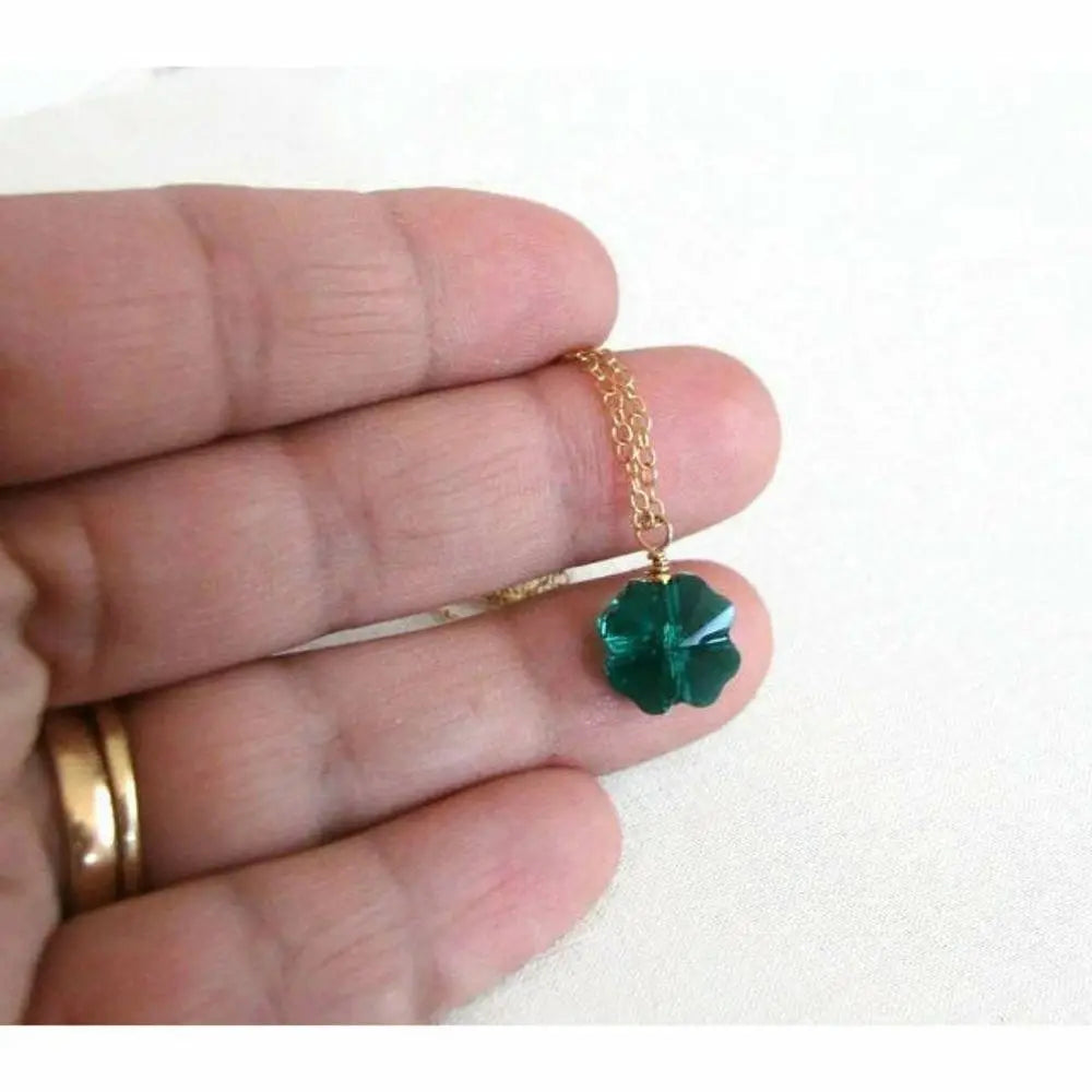 Crystal four leaf clover necklace LoveYourBling