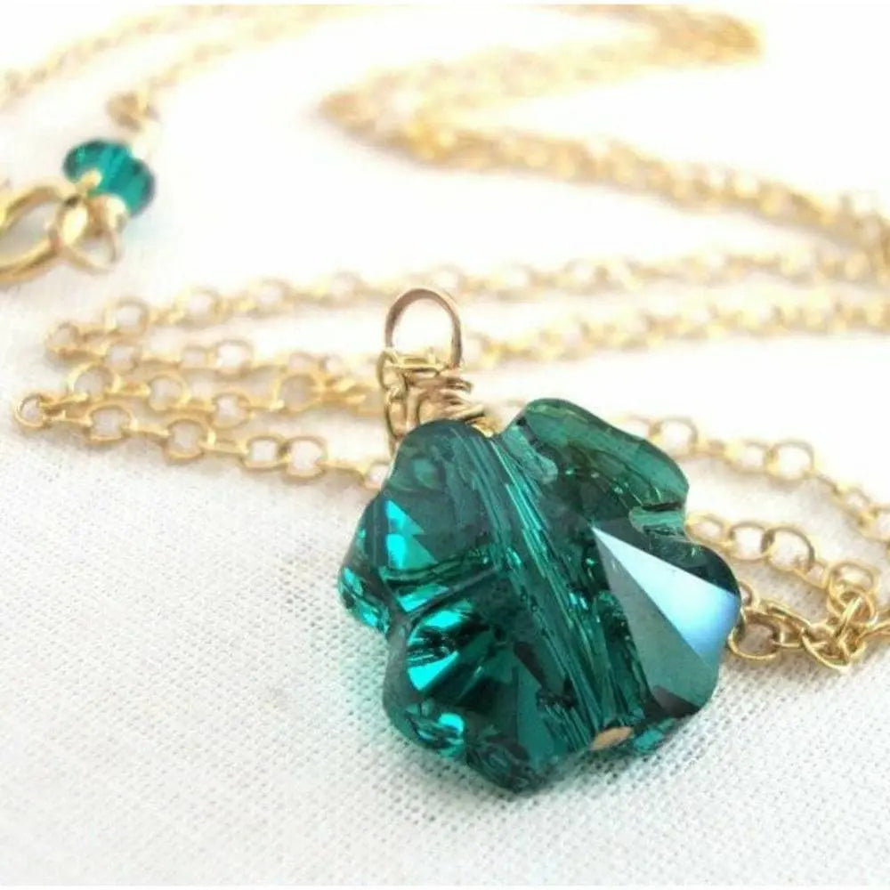 Crystal four leaf clover necklace LoveYourBling