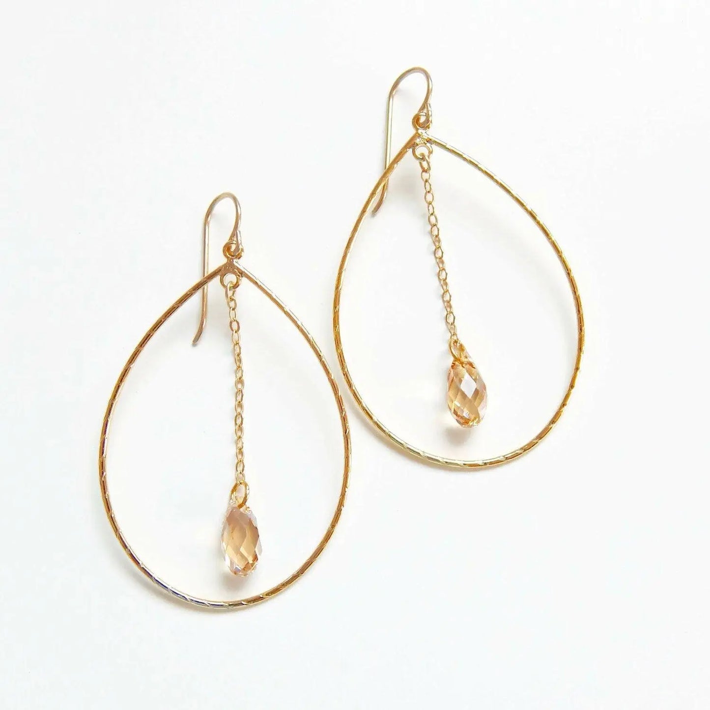 Teardrop hoop earrings with teardrop crystals LoveYourBling