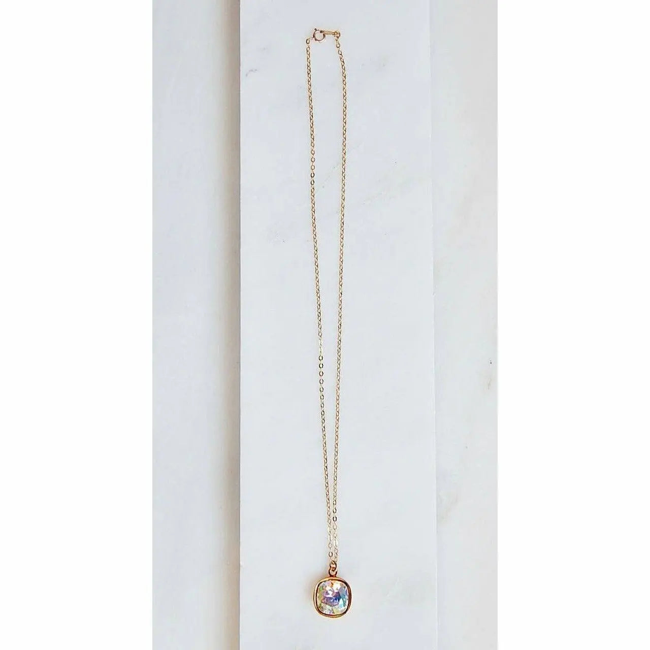 Rainbow square crystal necklace LoveYourBling