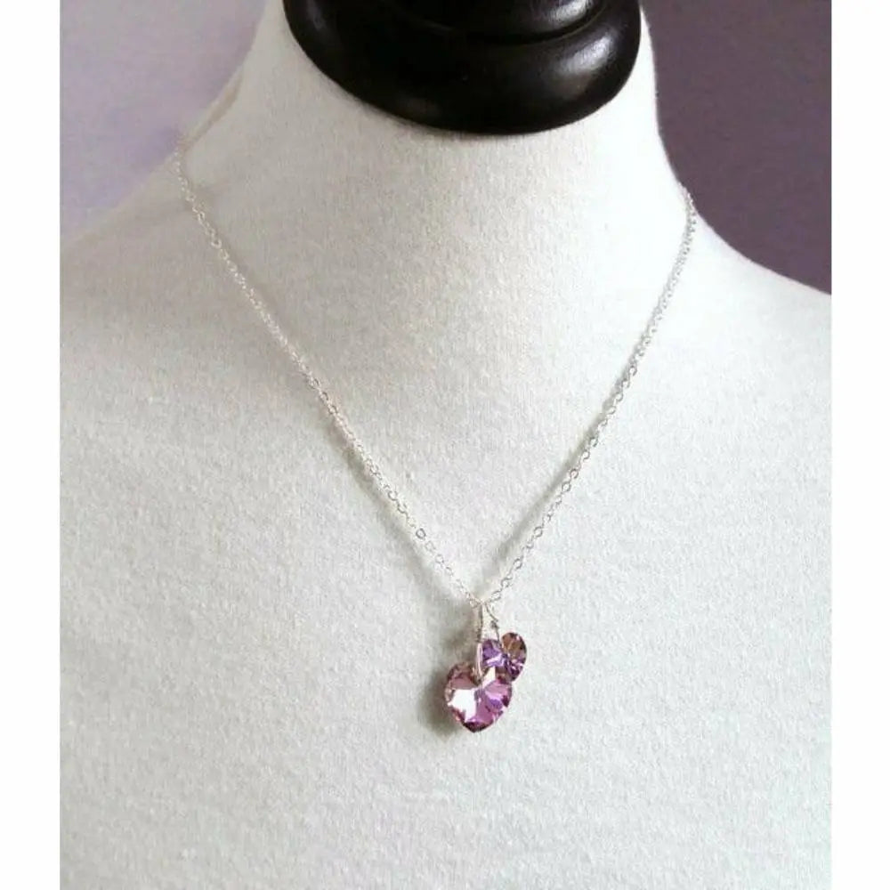 Two hearts necklace crystal necklace in light vitral LoveYourBling