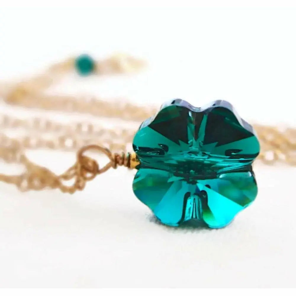 Crystal four leaf clover necklace LoveYourBling