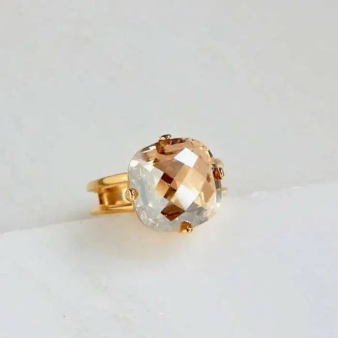 Gold crystal square stone ring LoveYourBling