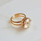 Gold crystal square stone ring