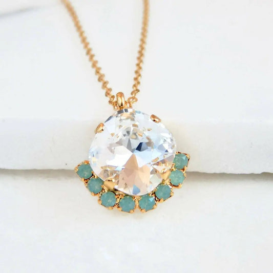 Mint green and clear crystal necklace LoveYourBling