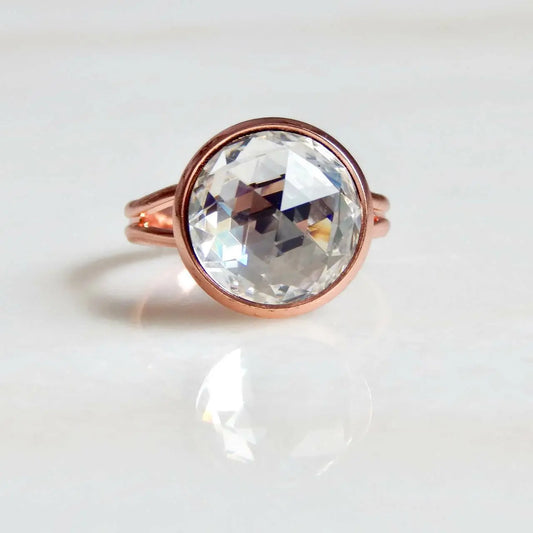 Clear crystal ring on rose gold LoveYourBling