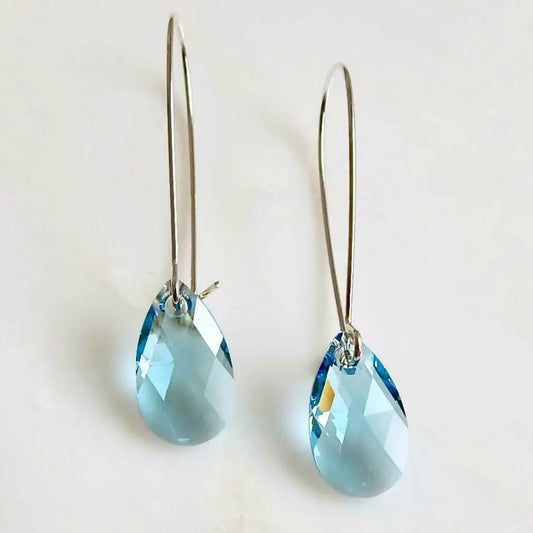 Long Aquamarine crystal earrings LoveYourBling