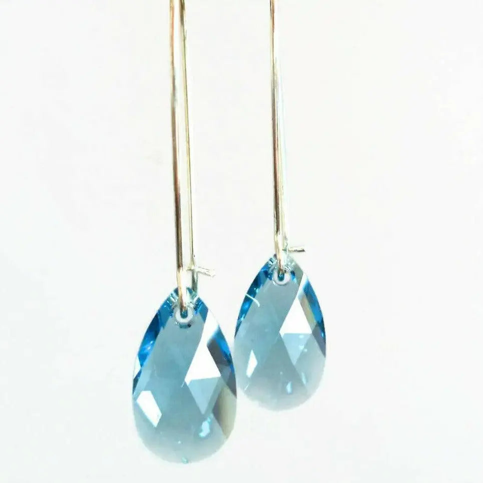 Long Aquamarine crystal earrings LoveYourBling