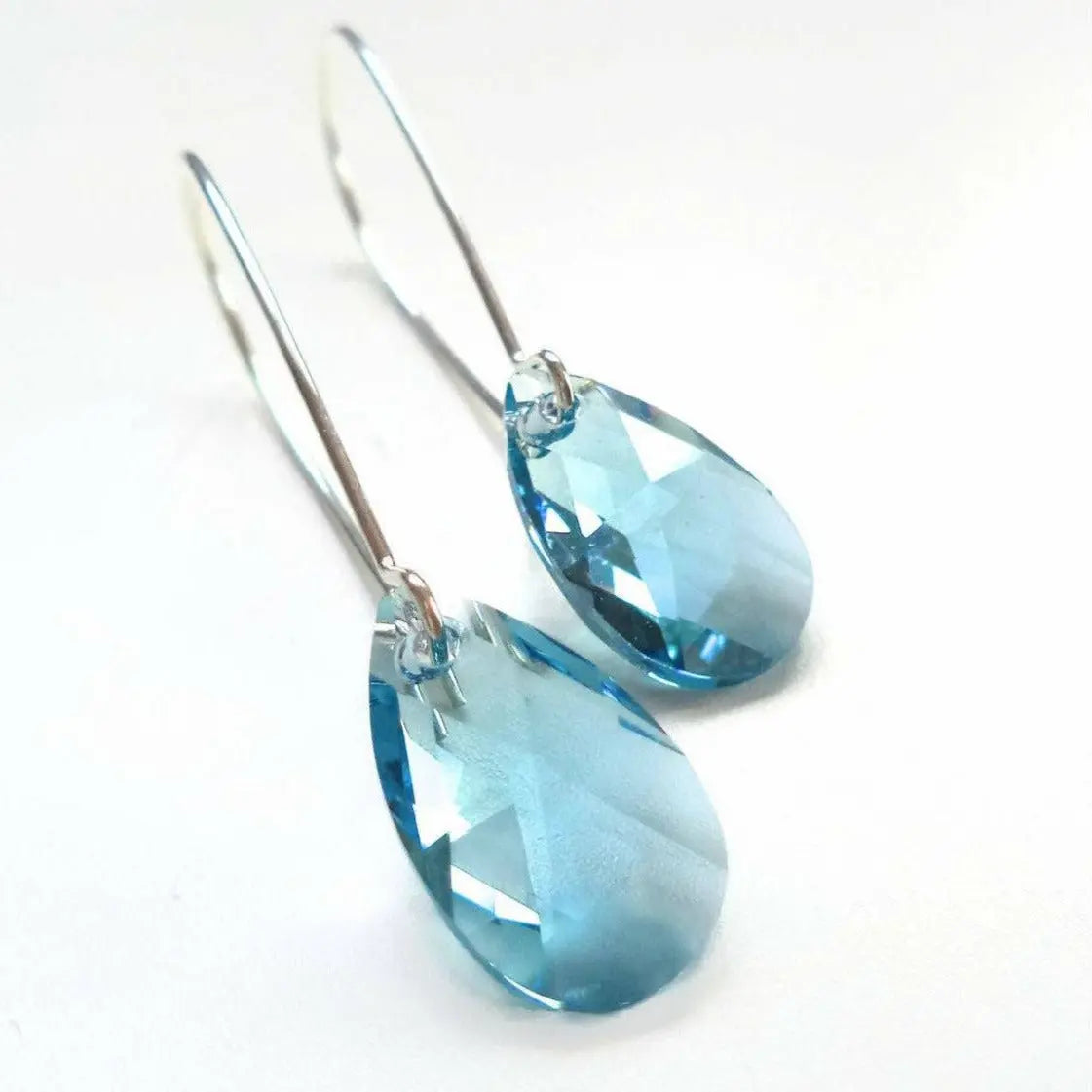 Long Aquamarine crystal earrings LoveYourBling
