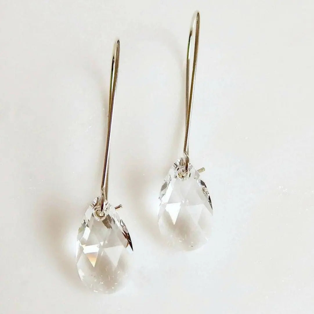 Long crystal teardrop earrings in clear LoveYourBling