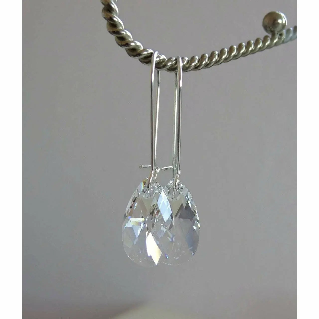 Long crystal teardrop earrings in clear LoveYourBling