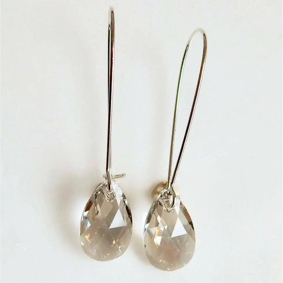 Long silver crystal earrings LoveYourBling