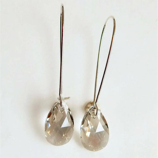 Long silver crystal earrings LoveYourBling