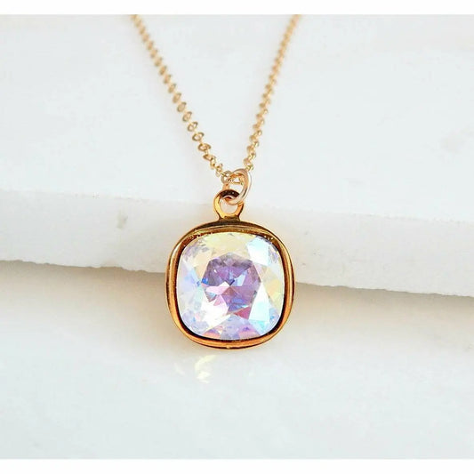 Rainbow square crystal necklace LoveYourBling