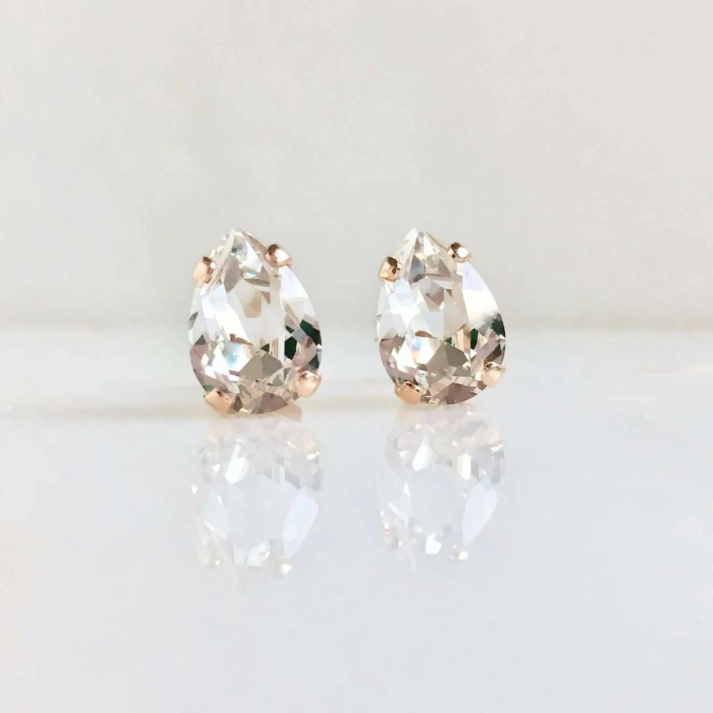 Rose gold pear stud earrings LoveYourBling