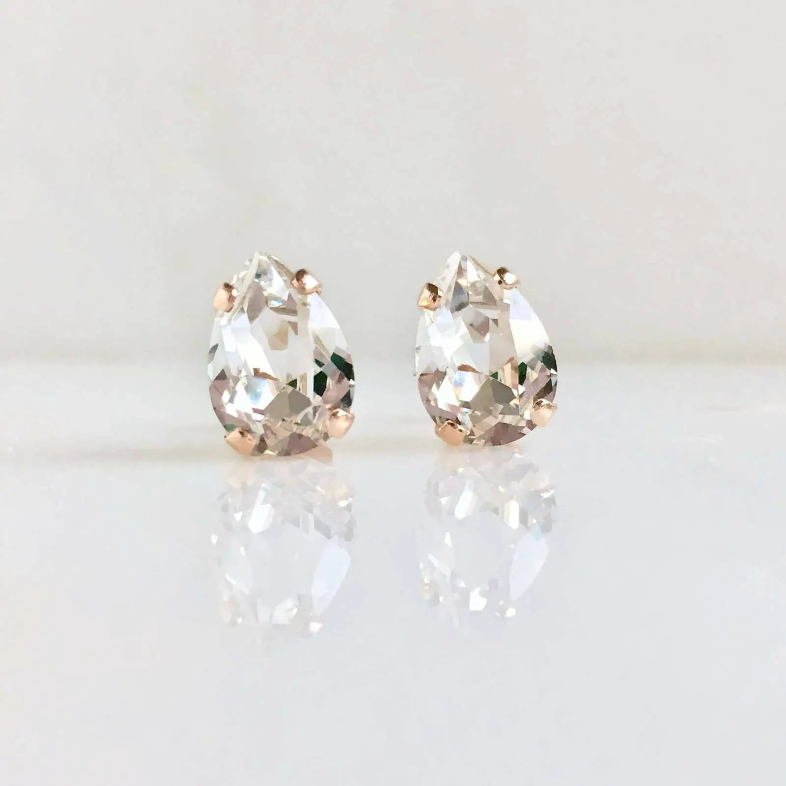 Rose gold pear stud earrings LoveYourBling