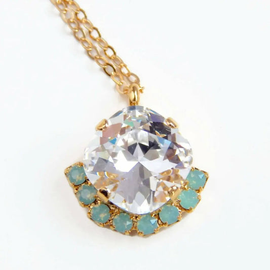 Mint green and clear crystal necklace LoveYourBling