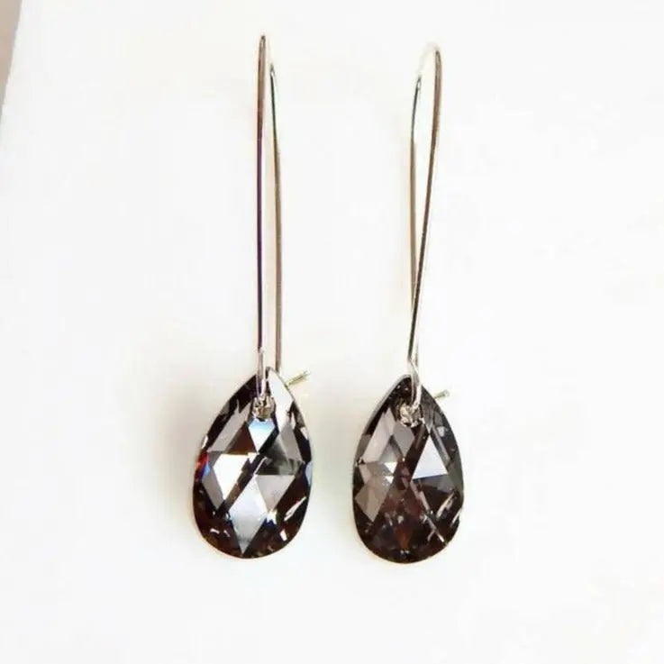 Elegant Black Teardrop Swarovski Crystal Earrings – Black Diamond Statement Jewelry LoveYourBling