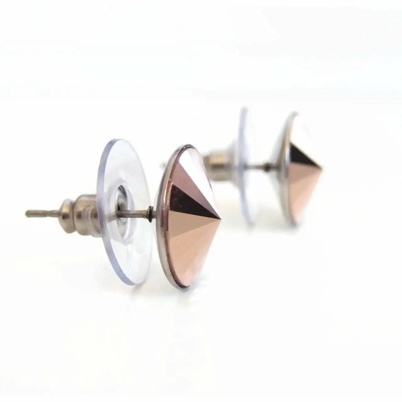 Rose gold pyramid stud earrings LoveYourBling