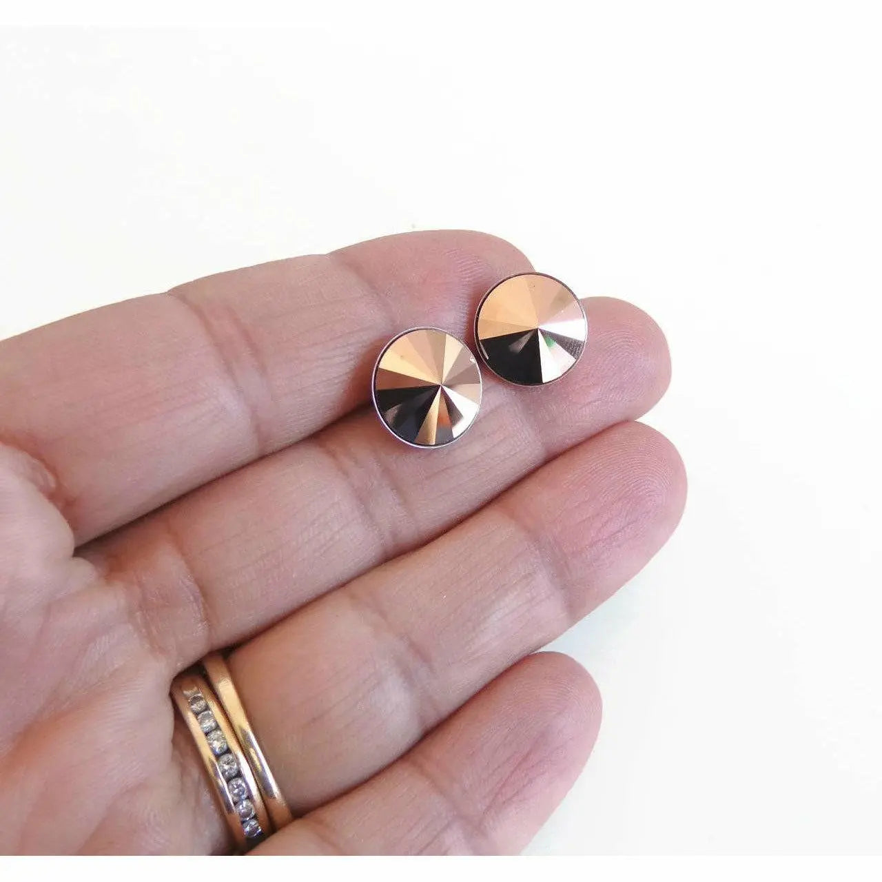 Rose gold pyramid stud earrings LoveYourBling