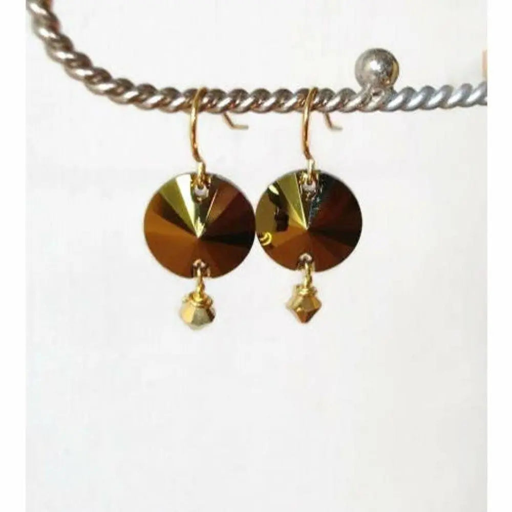 Gold Crystal Disc Earrings LoveYourBling