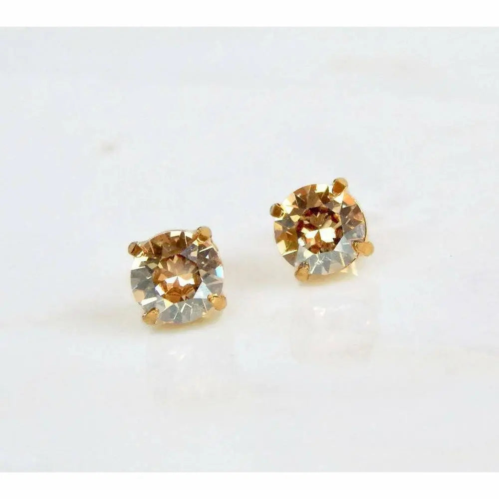Round gold crystal stud earring LoveYourBling