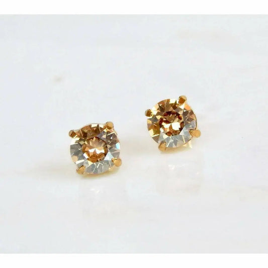 Round gold crystal stud earring LoveYourBling