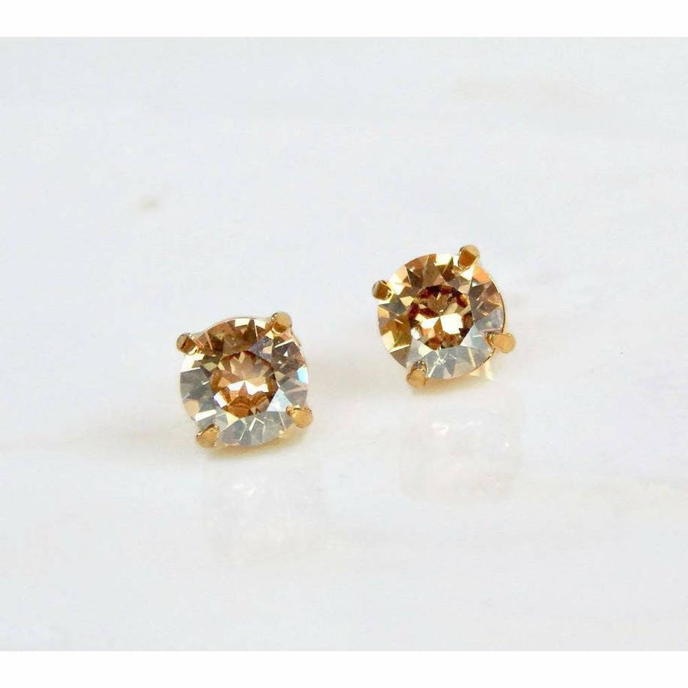 Round gold crystal stud earring