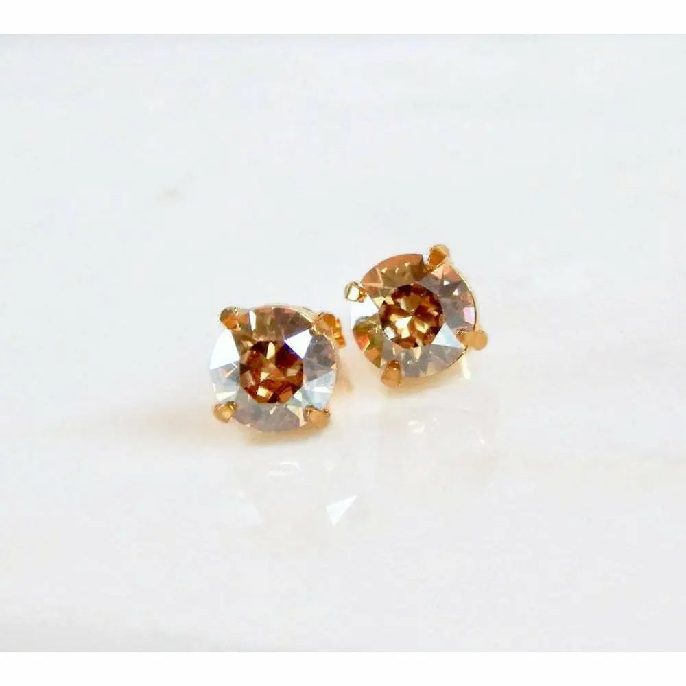 Round gold crystal stud earring LoveYourBling