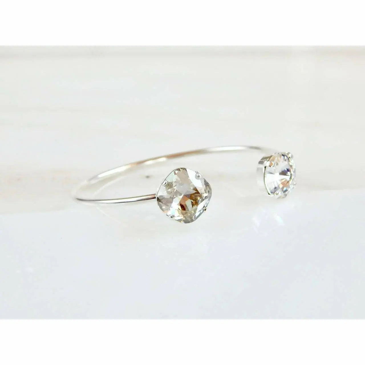 Clear crystal silver open cuff bracelet LoveYourBling