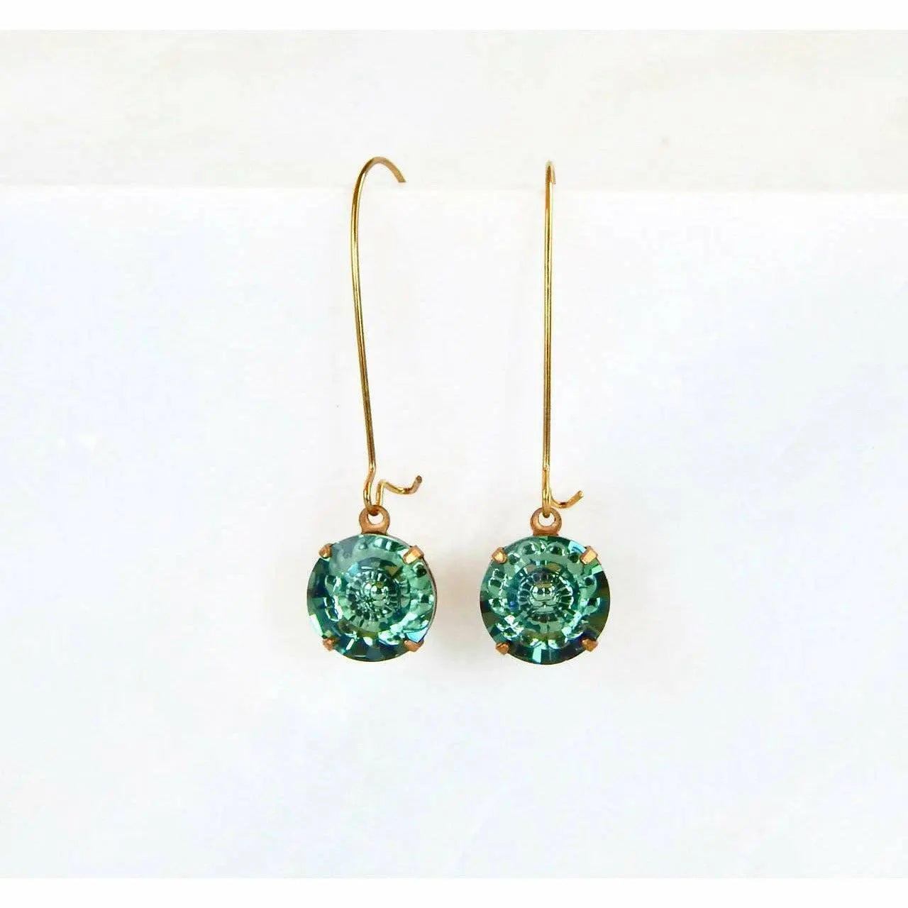 Erinite green crystal dangle earrings LoveYourBling