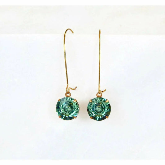 Erinite green crystal dangle earrings LoveYourBling