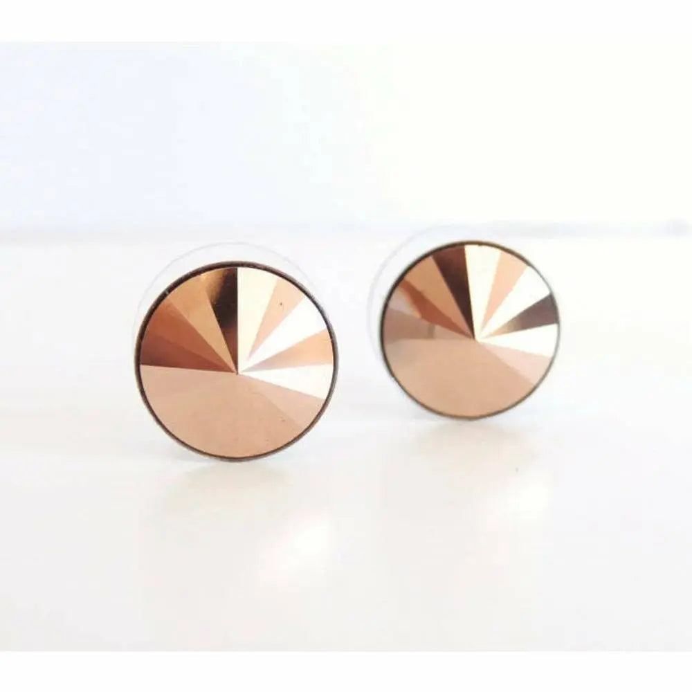Rose gold pyramid stud earrings LoveYourBling