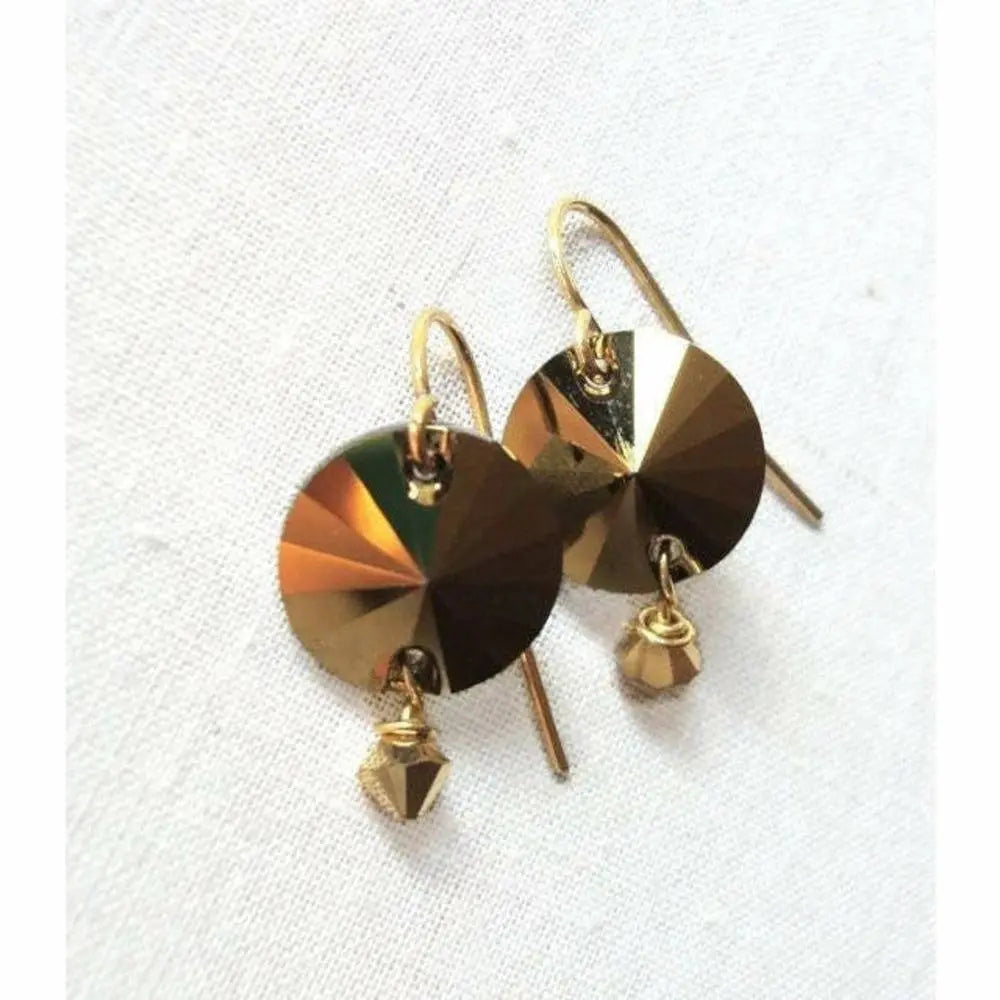Gold Crystal Disc Earrings LoveYourBling