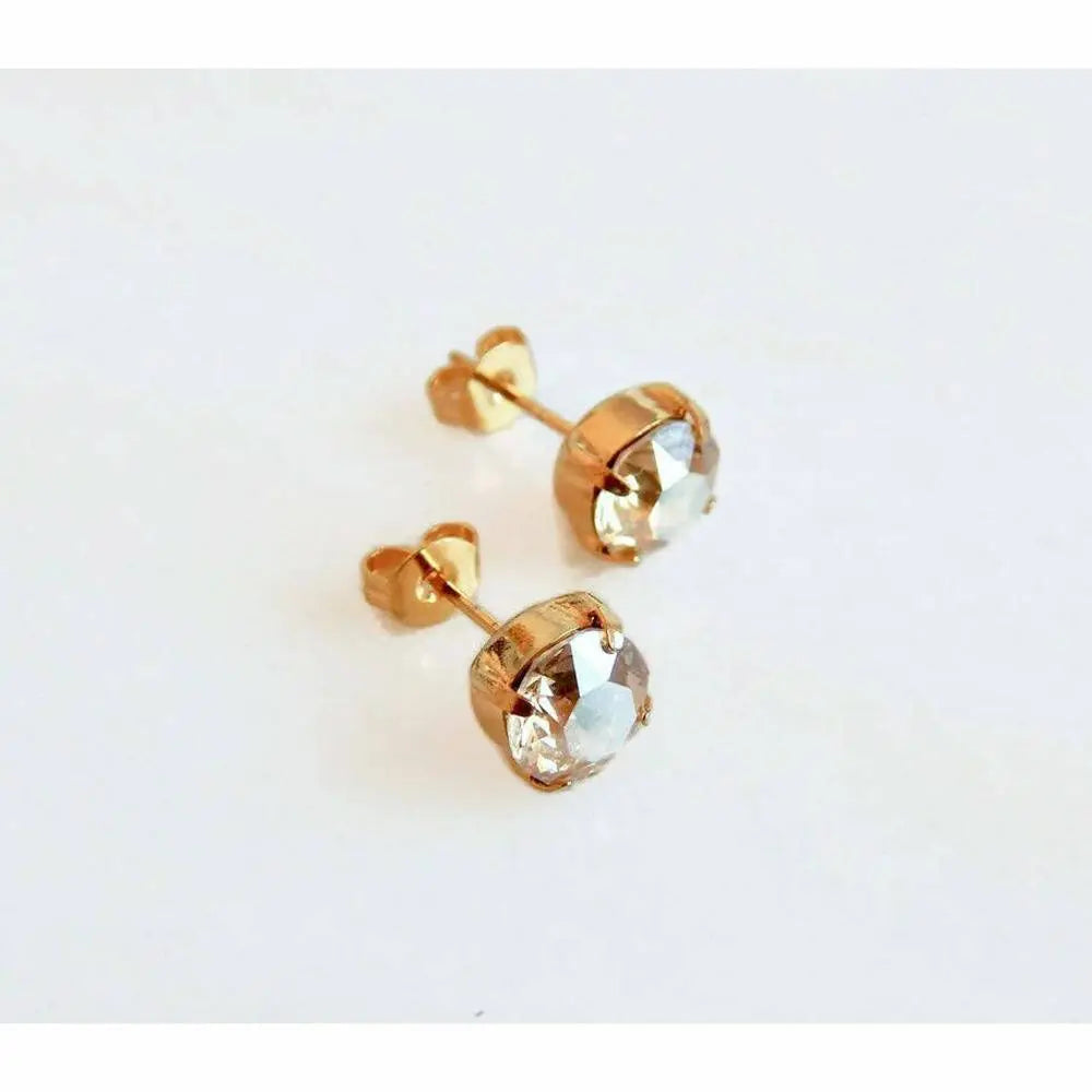 Round gold crystal stud earring LoveYourBling