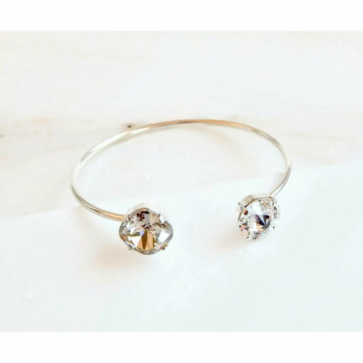 Clear crystal silver open cuff bracelet LoveYourBling