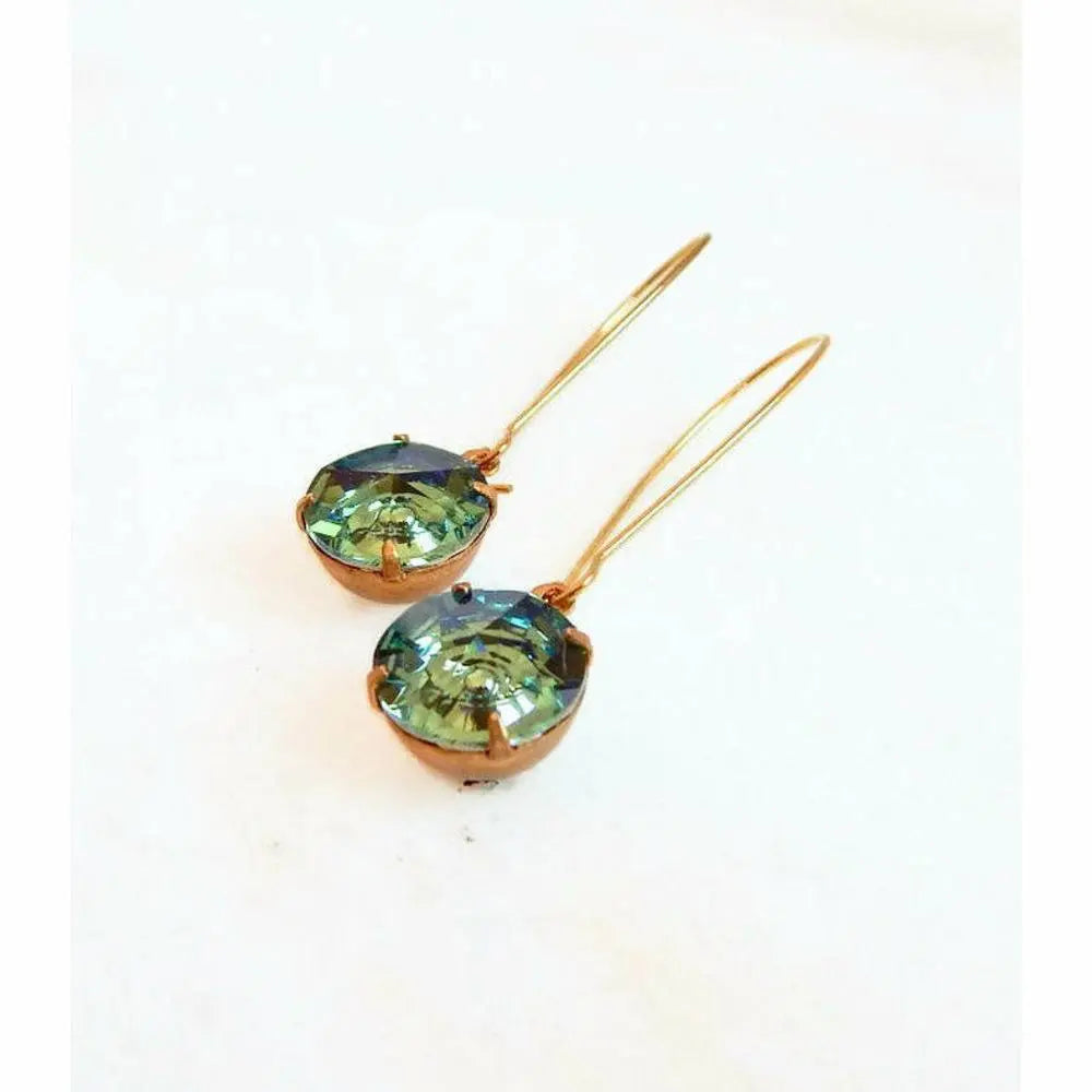 Erinite green crystal dangle earrings LoveYourBling