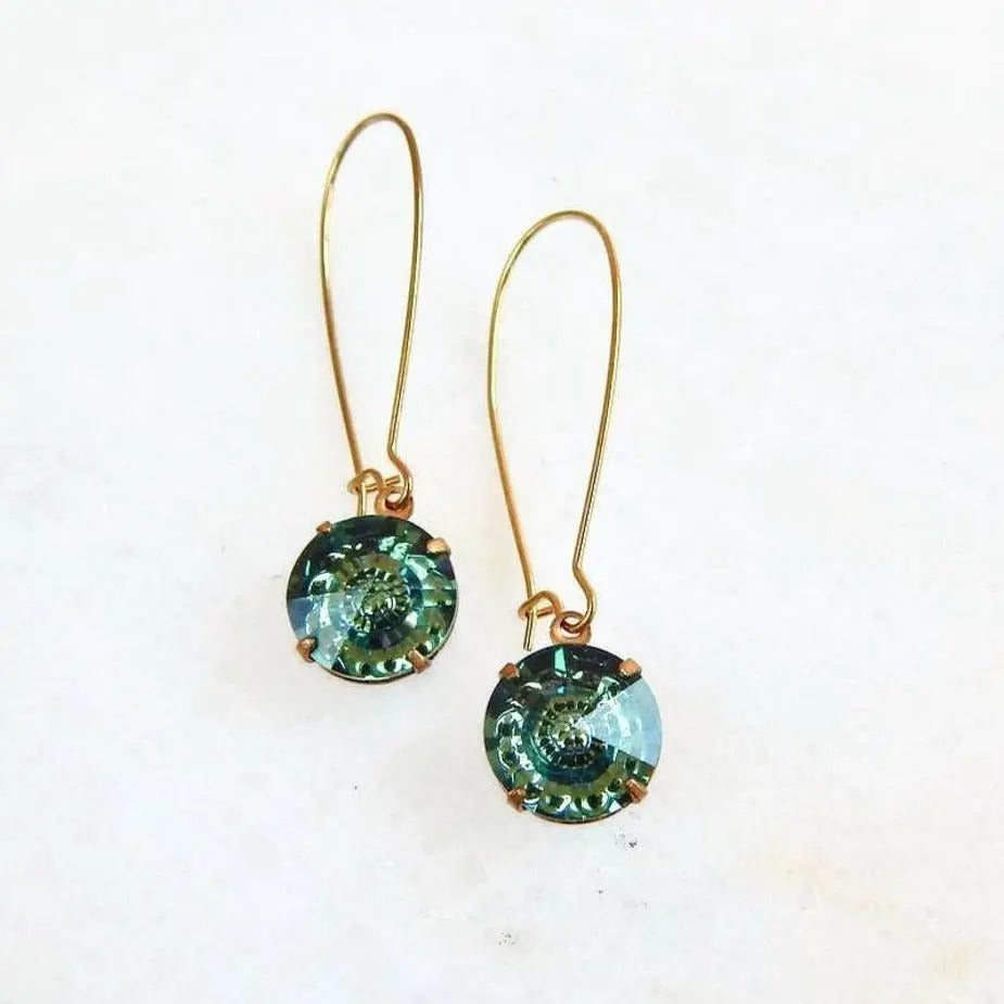 Erinite green crystal dangle earrings LoveYourBling