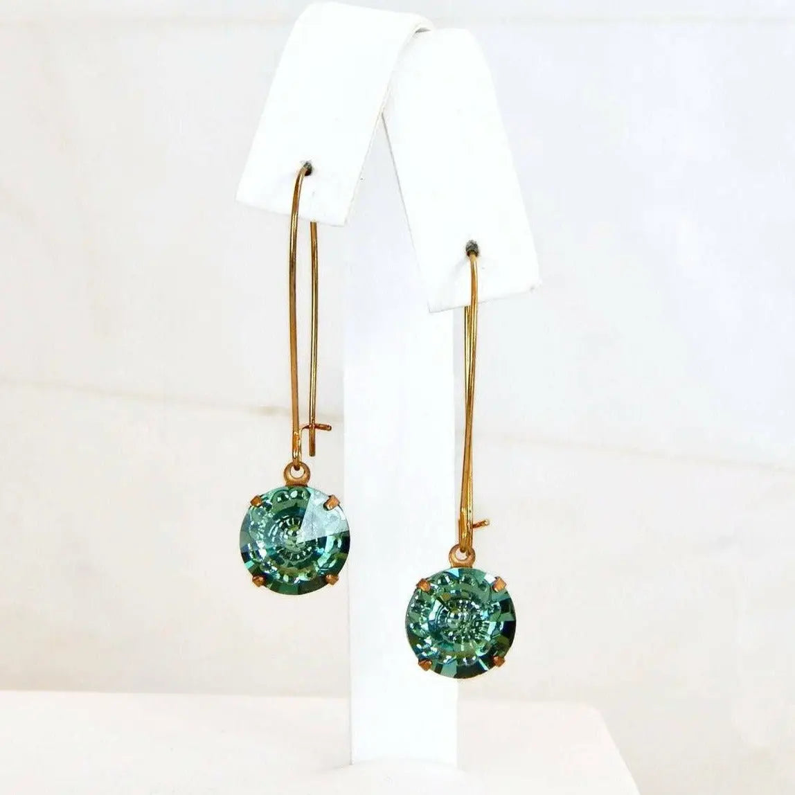 Erinite green crystal dangle earrings LoveYourBling