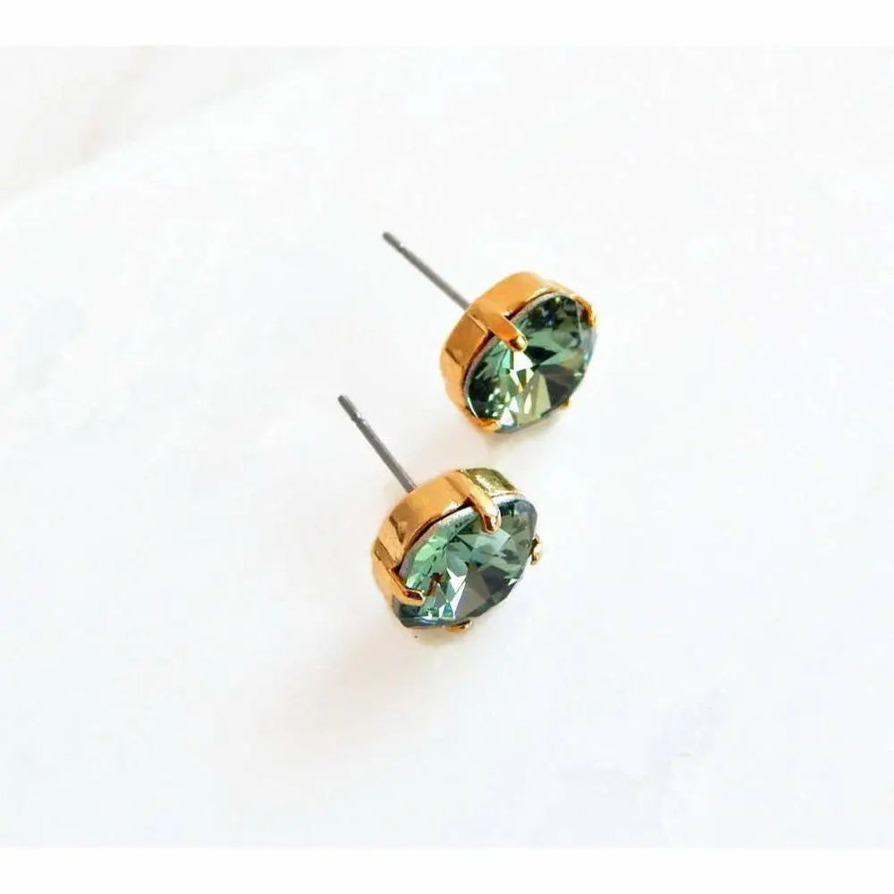 Erinite green crystal stud earrings LoveYourBling