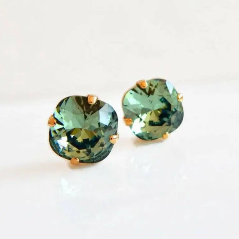 Erinite green crystal stud earrings LoveYourBling
