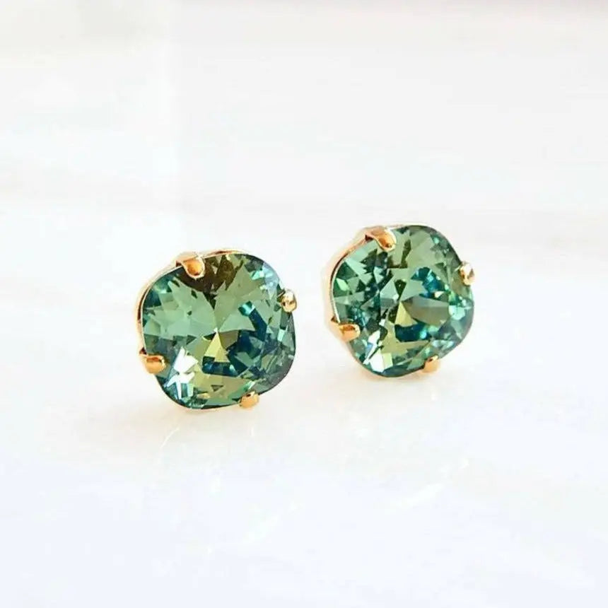 Erinite green crystal stud earrings LoveYourBling